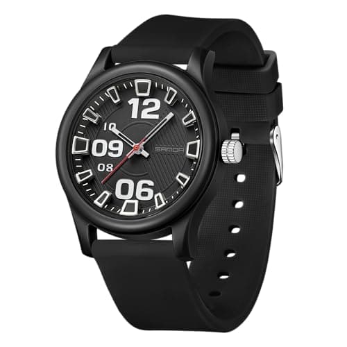 Image of BIEWO Waterproof Watch for Men Women, Boy and Girl Analog Military Sports Unisex Wristwatch, Easy to Read Dial Silicone Strap (Black)