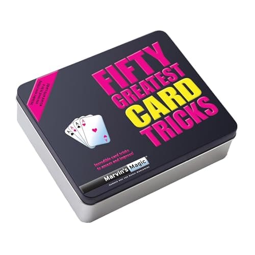 Image of Marvin's Magic - Fifty Greatest Card Age 8+ Tricks Set - Children & Adults Magic Card Set - Includes Card Illusions, Close up and Mind Reading Tricks - Comes In Gift Set Tin - Suitable for +
