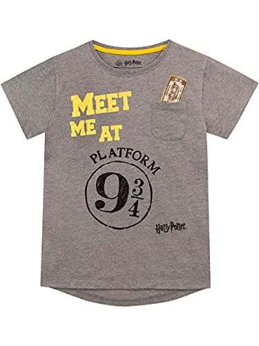 Image of Harry Potter Girls Platfrom 9 and 3/4 T-Shirt Grey Age 5 to 6 Years