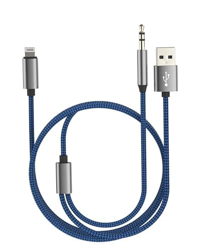 Image of Aux Cable for iPhone in Car (1.2m) for Apple 14 Pro Max Adapter Lightning Jack 3.5mm Headphone Audio Car Cord Lead Stereo Wire Music Plug USB Charging for iPad Connector Adaptor Accessories Audiokabel