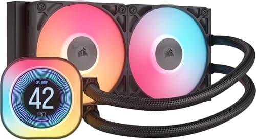 Image of Corsair iCUE LINK TITAN 240 RX LCD Liquid CPU Cooler – 240mm AIO – Low-Noise – FlowDrive Cooling Engine – Intel LGA 1851/1700, AMD AM5/AM4 – 2x RX120 RGB Fans – iCUE LINK System Hub Included – Black