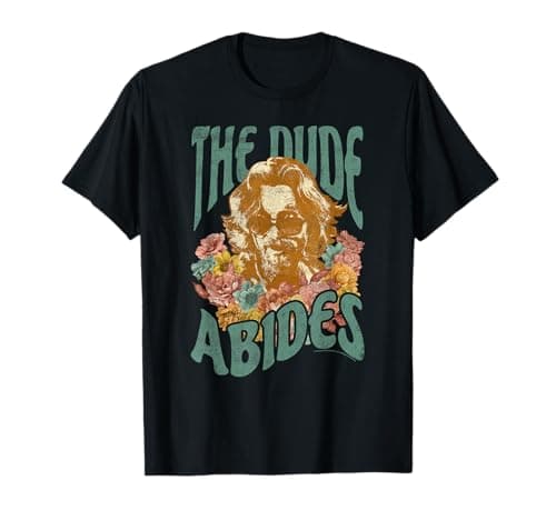 Image of The Big Lebowski Dude Abides Floral Portrait T-Shirt