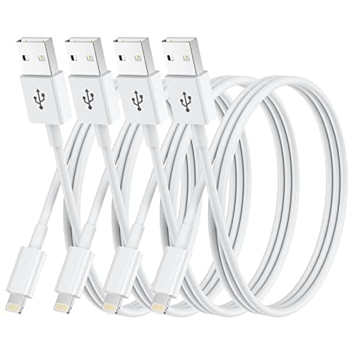 Image of iPhone Charger Cable, 4Pack 3FT/1M MFi Certified Lightning Cable Apple Fast Charging Cable Compatible with iPhone 14 13 12 11 XS XR X Pro Max Mini 8 7 6S 6 Plus 5S SE iPad-white