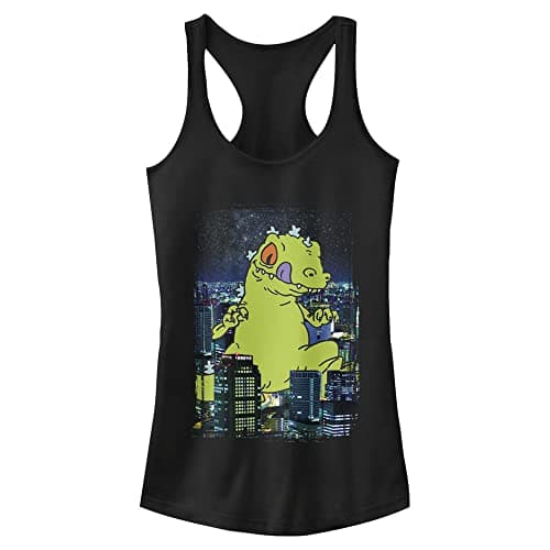 Image of Nickelodeon Women's Rugrats Reptar City Junior's Racerback Tank Top, Black, Large