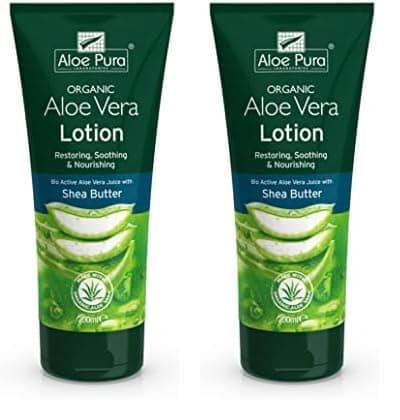 Image of Aloe Pura Organic Aloe Vera Lotion, Natural, Vegetarian, Cruelty Free, Paraben & SLS Free, Soothing, Moisturising, 200 ml (Pack of 2)