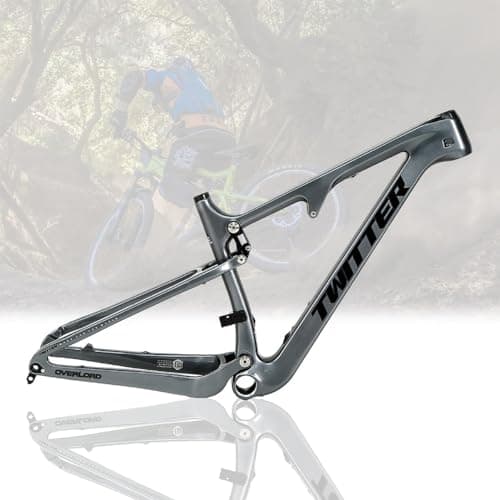 Image of HZXQCVB 15''/17''/19''/21'' Softtail Mountain Bike Frame XC Disc Brake Carbon Fiber Frame For 27.5/29er Wheels BOOST Thru Axle 148mm(Gray,19x27.5'')