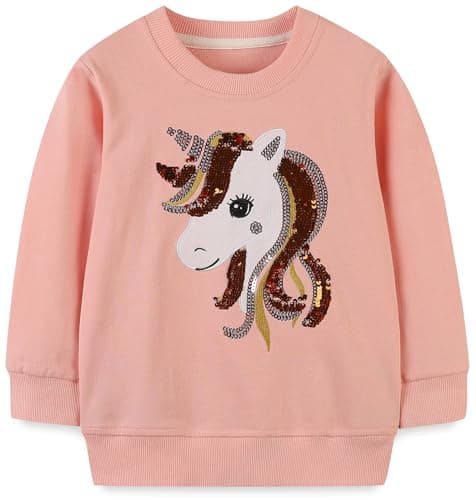 Image of TEDD Girls Sweatshirt for Kids Cotton Top Casual Jumper Girl T Shirt Toddler Clothes Long Sleeve Pullover Age 7-8 Years