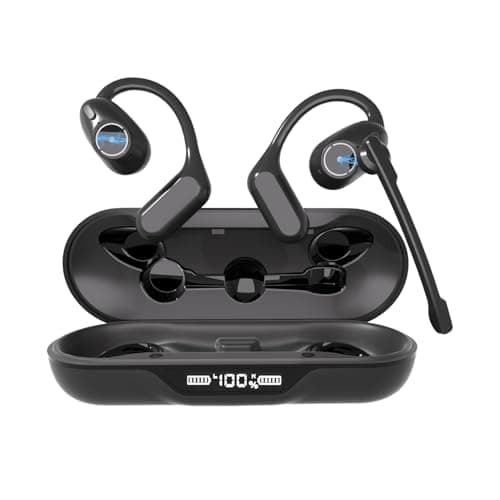 Image of iDIGMALL Bluetooth 5.4 Headset w/Detachable Microphone, Open Ear Headphones w/Noise Canceling Mic & Mute for Call, Multipoint Wireless Earbuds w/Charging Case for Office Home Work Driving Travel