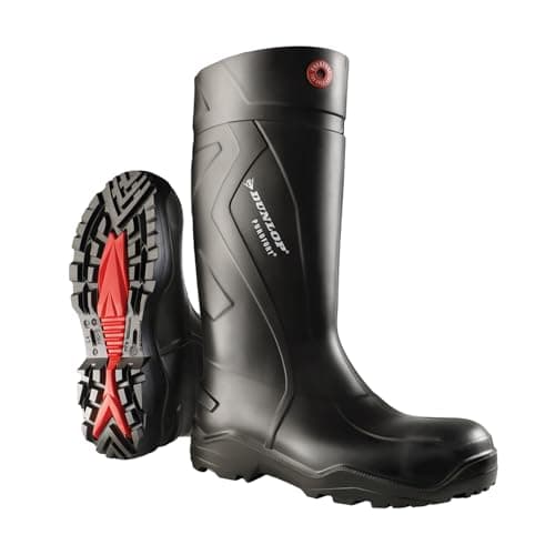 Image of DUNLOP Purofort+ - Unisex Full Safety Waterproof Work Boots, Black, Antistatic and Slip-Resistant Wellies with Steel Toecap and Midsole for Outdoor - EU46, UK11