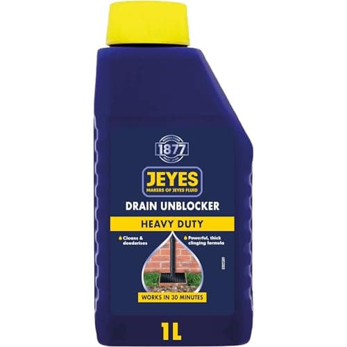 Image of Jeyes Drain Unblocker (1L) - Outdoor Drain Unblocker Liquid Heavy Duty - Dissolves Grease, Hair and Food Waste - Powerful Formula Works in 30 Minutes - Easy to Use, No Dilution - Cleans and Deodorises