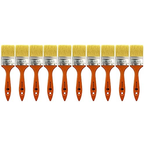Image of 10 Pack Paint Brushes Ideal for Walls & Ceilings, Paint Brush Set with Synthetic Bristle Brush, Heavy-Duty Gloss Paint Brush for Fiberglass and Laminating (2 Inch)