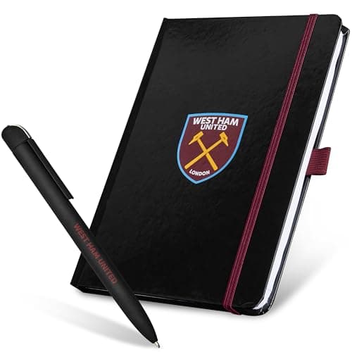 Image of West Ham United F.C. Stationery Set with Notebook & Ballpoint Pen Stationery Supplies Work Office Xmas Gifts for Men