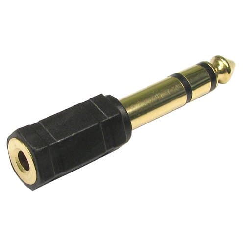 Image of kenable 6.35mm 1/4 inch Stereo Jack Plug to 3.5mm Stereo Jack Socket Adapter Gold