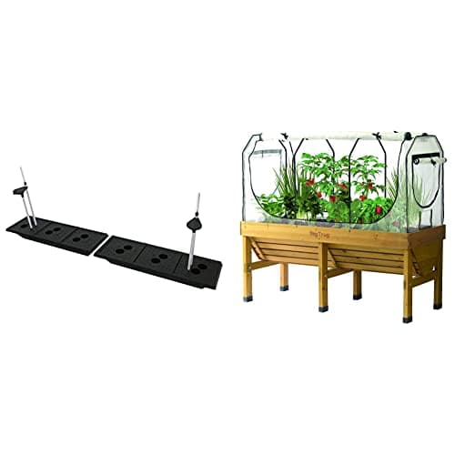 Image of VegTrug Classic Self Watering Kit Medium 1.8m, Black & Medium Greenhouse Frame & Multi Cover Set, White