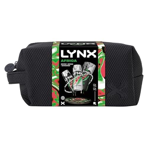 Image of Lynx Gift Set Africa Washbag with a body wash, a body spray, an anti-perspirant and a Washbag perfect for any occasion 3 piece