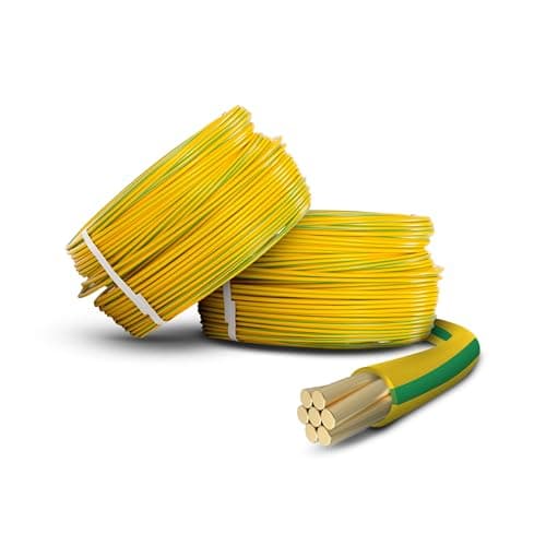Image of Primes DIY 1.5mm Single Core Conduit Cable, 6491X Copper PVC Earth Wire, BASEC Approved – Yellow/Green Supplementary Earth (1 Meter)