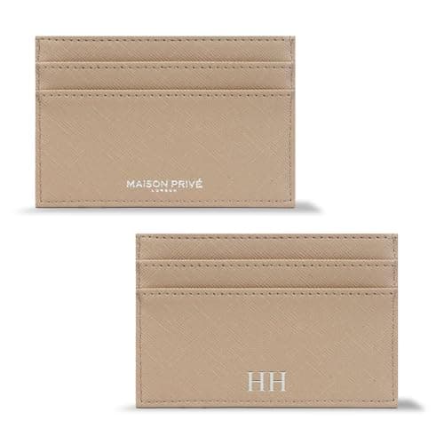 Image of Personalised Card Holder Wallet, RFID Card Wallet, Slim Travel Wallet, Personalised Gifts For Men, Ladies Card Holder, Credit Card Holder Slim Wallet, Mens Leather Wallet, Personalised Wallet (Beige)