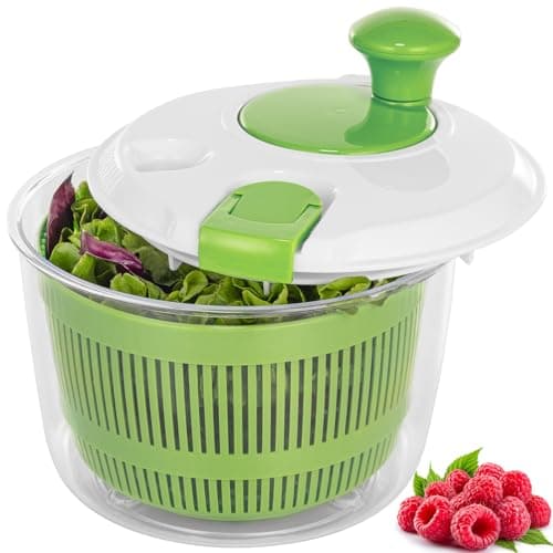 Image of Salad Spinner Small Salad Washer and Spinner, Lettuce Spinner with Vegetable Washing Basket and Serving Bowl, Household Fruit Drainer Salad Dryer