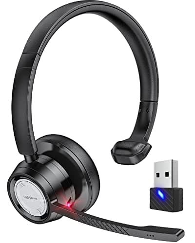 Image of Link Dream Bluetooth Headset with Microphone, Wireless Headphones with Mic Noise Cancelling & USB Dongle for Call Center, Zoom, Microsoft Teams, Skype