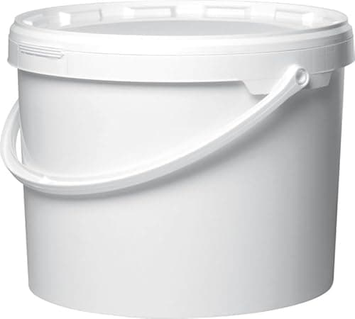 Image of UK GROW Premium - 5 Litre x 10 Buckets - White - Bucket with Lid - Pack of 10 - Food-Grade, Secure Tamper Lid, Durable Construction, Plastic Handle (10)