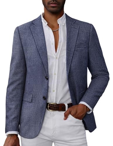Image of PJ PAUL JONES Mens Blazer Slim Fit 2 Buttons Casual Sports Coats Wedding Suit Jackets Denim Blue XL