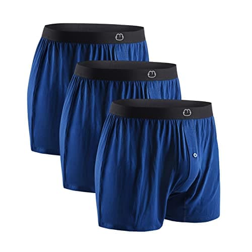 Image of MORNIUNDER Mens Boxers Short 3 Pack Boxers for Men Soft Comfortable Breathable Underwear, Blue, L
