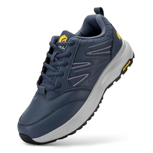 Image of FitVille Mens Extra Wide Fit Hiking Shoes, Walking Trekking Trainers with Arch Support for Heel Pain Relief, Sturdy Core Wide 11 UK Blue