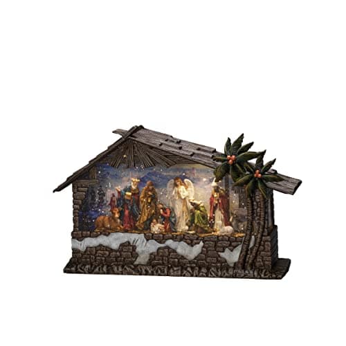 Image of Konstsmide LED Snow Globe Christmas Nativity/Water Filled/Christmas Decorations Indoor Battery Lights/Timer/Battery Operated: 3xC 1.5V (excl.) or USB (Inc)