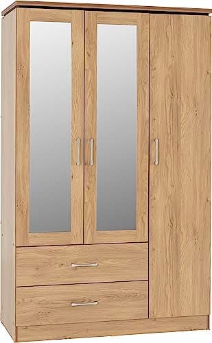 Image of Seconique Charles 3 Door 2 Drawer Wardrobe in Oak Effect Veneer