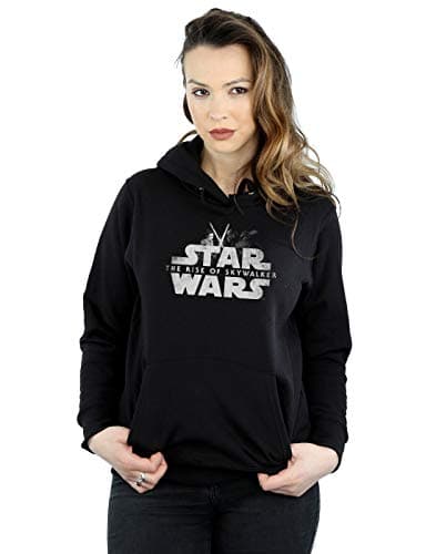 Image of Absolute Cult Star Wars The Rise Of Skywalker Rey And Kylo Battle Women's Hoodie Black Medium