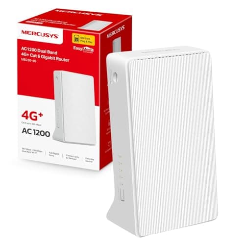 Image of MERCUSYS MB230-4G AC1200 WiFi 4G+ CAT6 WiFi Router, Sim Slot Unlocked, Dual Band 1200 Mbps Fast Speed, Gigabit Ethernet Port, Sim Card Router, Plug & Play, Superfast 4G+ LTE Speed, App Control