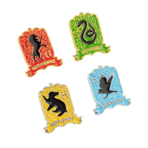 Image of Grupo Erik Set of 4 Enamel Pins - Harry Potter Gifts - Gryffindor, Hufflepuff, Ravenclaw, Slytherin | Cute Pin Badges, Bag Pins | Harry Potter Merchandise