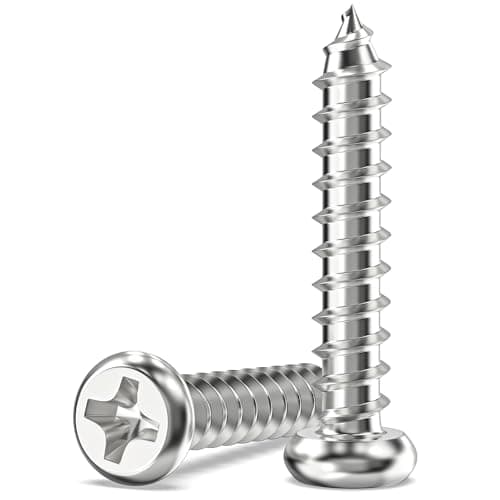 Image of Valorada 100Pcs M3 Screws for Wood, Metal, Plastic, M3 x 16mm Button Head Self Tapping Screws, Phillips Drive, 304 Stainless Steel, Full Thread