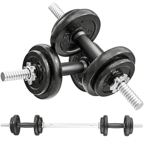 Image of SPORTNOW 2-in-1 Adjustable Dumbbells Set, 20kg Cast Iron Dumbbells with Non-Slip Grip, Great for Strength Training, Weight Lifting, Bodybuilding, Home Gym Equipment for Men & Women