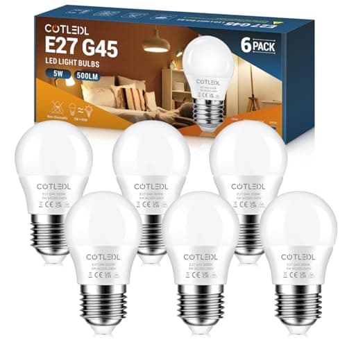 Image of COTLEDL E27 Screw Bulbs, 5W E27 LED Lights Bulbs Equivalent to 40W Incandescent, Warm White 3000K G45 Edison Screw Bulb, 500LM Golf Ball Lamps, Energy Saving Non-Dimmable, 6 Pack