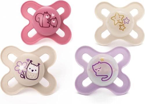 Image of MAM Original Start Day & Night Soothers | 0-2 Months | 4 Pack | Includes 2X Glow in The Dark Dummies | Orthodontic Design | Baby Accessories | Pink (Various Designs)