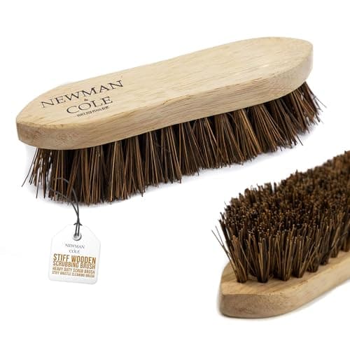 Image of Wooden Scrubbing Brush Heavy Duty Hand Scrubber with Wood Stock and Stiff Natural Bassine Bristles - Ideal Wooden Floor Brush Tile Grout & Boot Cleaner Scrubbing Brush Heavy Duty (1)