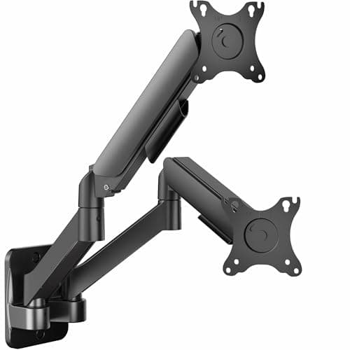 Image of VIVO Height Adjustable Pneumatic Extended Arm Dual Monitor Wall Mount Full Motion Articulating, Fits 2 Screens 17 to 27 inches, Black, MOUNT-V002G