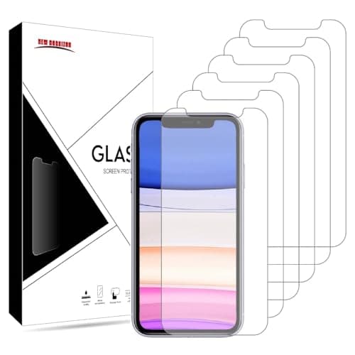 Image of New Horrizon [6-Pack Screen Protectors for iPhone 11 and iPhone XR 6.1-Inch, Tempered Glass Film, Anti-Scratch, Anti-Shatter, Lifetime Support (iPhone11/Xr)