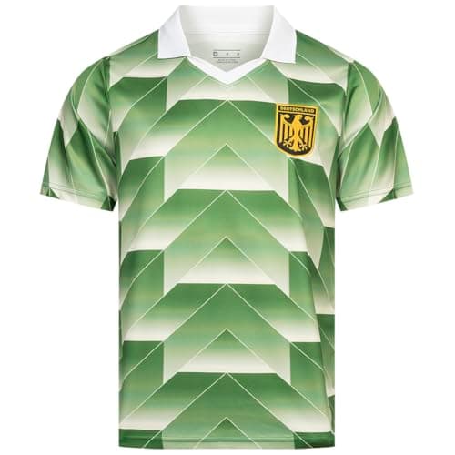 Image of JELEX Retro History Men's Jersey with Embroidered Logo and Short Sleeves, Nostalgia Design for Football Fans Ideal for Collectors, Germany Away, M