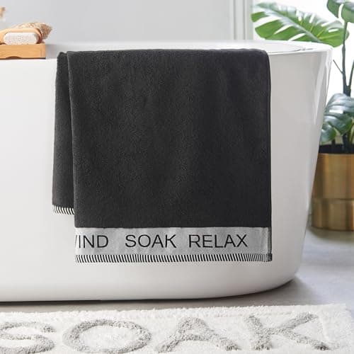 Image of Catherine Lansfield Relax And Unwind 50x85cm Hand Towel Black