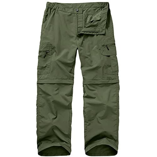 Image of Winebox Walking Hiking Trousers Mens, Convertible Zip Off Lightweight Quick Dry Breathable Cargo Fishing Safari Camping Travel Pants(Green-30)