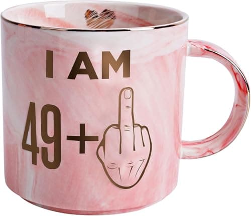 Image of ALINK 50th Birthday Gifts Ideas for Women - Funny Turning 50 Year Old Gift for Wife, Mom, Daughter, Sister, Aunt, Best Friends, BFF, Coworkers - Fabulous Pink Marble Mug, Ceramic 11oz Coffee Cup