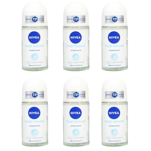 Image of Nivea 72h Fresh Natural Antibacterial Roll On Deodorant 50mll, Pack of 6