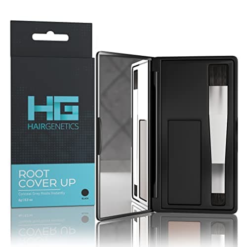 Image of Hair Genetics Root Touch Up Hair Powder - Root Cover Up Instantly Conceals Thin Hairline, Covers Grey Roots, Easy Application, Water & Sweat Resistant Hair Colour for Fuller Hairlines (Black)