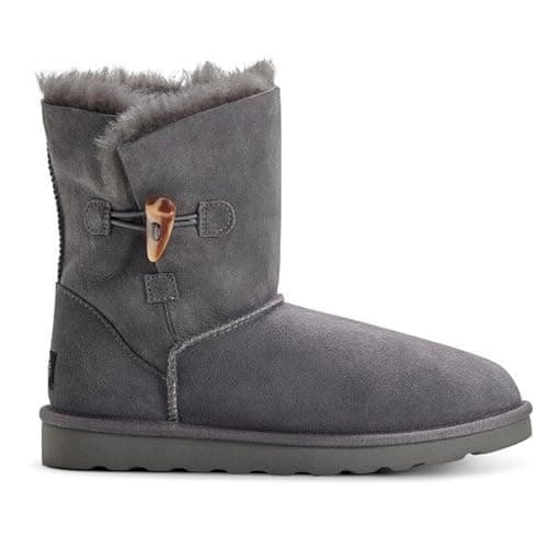 Image of Jacobs & Dalton Women’s Sheepskin Toggle Boots – Ankle Winter Boots with Soft Warm Lining, Durable Non-Slip Sole – Cozy Indoor & Outdoor Footwear for Everyday Comfort and Style - Grey/UK 5