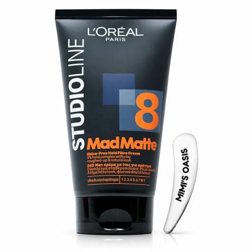 Image of L'Oréal Professionnel Paris Studio Line Mad Matte 8 Fibre Cream 150ml with Spatula – Strong Hold Hair Wax for Men, Texturising Styling Cream, Shine-Free Paste for Natural Look