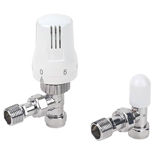 Image of 15mm Angled TRV with Lockshield White & Chrome