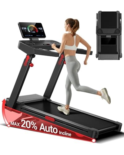 Image of Foldable Treadmills for Home with 20% Auto Incline, 14KM/H Treadmill with Handles, Running Machine for Heavy People, 180KG Weight Capacity, Large Running Belt and Intelligent LED Touch Screen