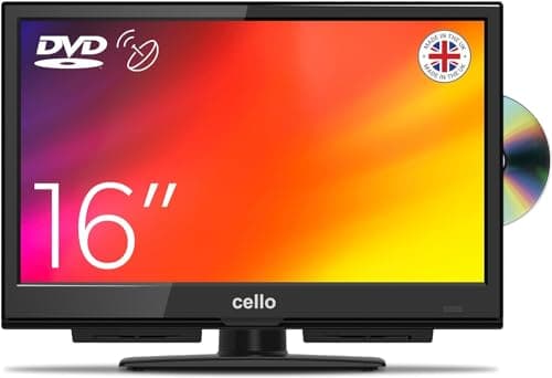 Image of Cello C1624F 16 Inch LED TV with Integrated DVD Player and Pitch Perfect Speakers Small Screen for Kitchens, Homes and Compact Rooms Mains Operated 240 V